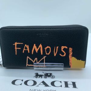 新品未使用　COACH コーチ バスキアコラボ ジッピーウォレット 長財布 ブラック 黒 メンズ レディース ブランド 限定モデル C5447