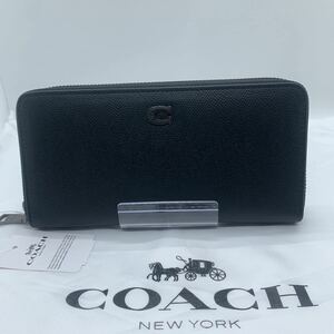 新品未使用　COACH コーチラウンドジップウォレット　アコーディオン　黒　ブラック