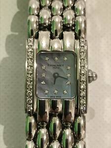 稼働 美品 CHAUMET ショーメ QZ ケイシス 12K 9253 石付 スクエア レディース腕時計 