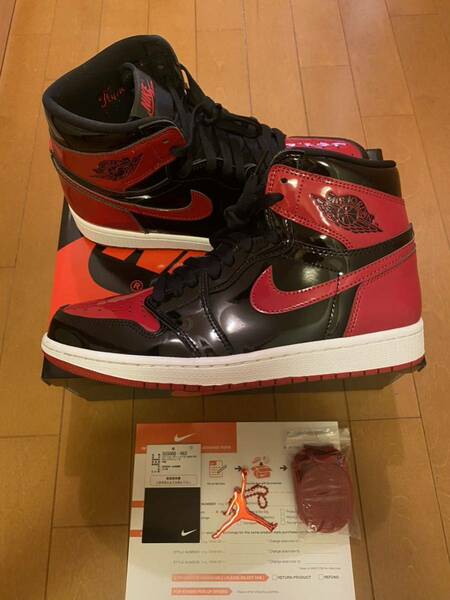 即決 NIKE AIR JORDAN 1 retro HIGH OG PATENT BRED US9 27.0cm 555088-063 国内正規 snkrs ジョーダン1 レトロ ハイ パテント ブレッド 