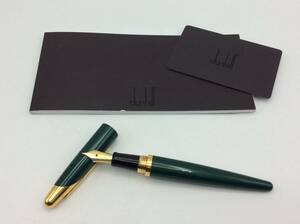 BB24★＜インク切れ＞ジャンク ALFRED DUNHILL アルフレッド ダンヒル 18K-750 万年筆 現状品 グリーン系×ゴールド系 筆記具 ★