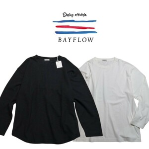 ■新品未使用 BAYFLOW こなれ感◎ お洒落感倍増のインナーロンT付き ワッフル レイヤード プルオーバー ゆったり M size3 ベイフロー