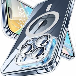 【Magsafe対応】iPhone 15 Pro カメラ全面保護 ガラスフィルム２枚付き 黄変防止 擦り傷防止 ワイヤレス充電対応