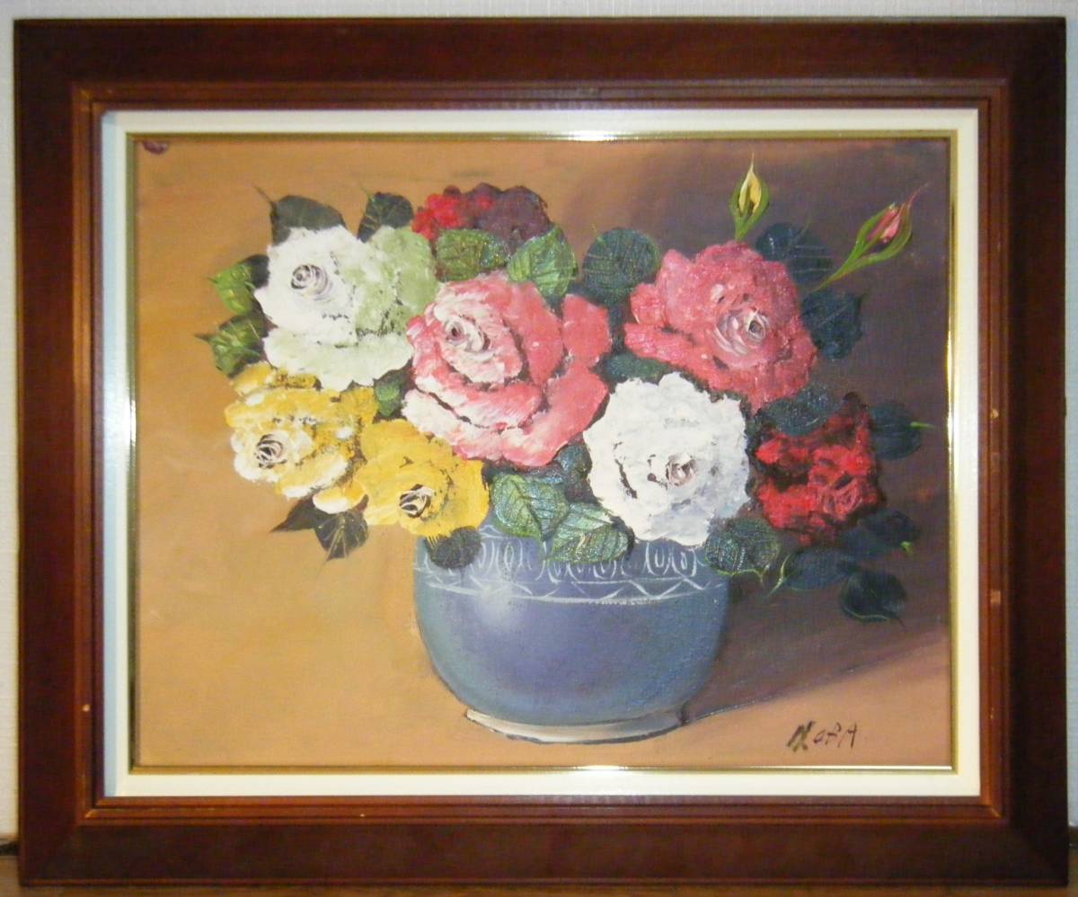 [Authentic work] Painting Hideo Oba Oil Painting No. 6 Flower Rinfukai member Special item P33, painting, oil painting, still life painting