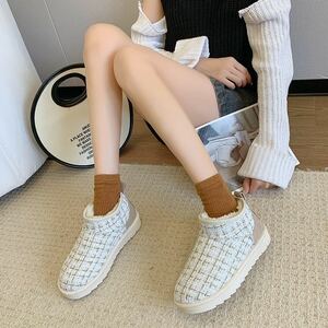 24 см. Tweed Mouton Boots Back Brose Bore Bore Bore Boore Bloe White [519] Короткие ботинки, дамы тепло