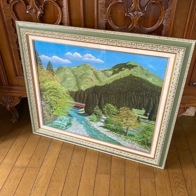 Authenticity Guaranteed by Teruo Kitagawa Painter Clear Stream of Neo Handwritten Oil Painting No. 15 Autographed Large Framed Art Art Landscape Painting Oil Painting No. 89, 000 yen, painting, oil painting, Nature, Landscape painting