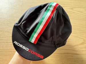 ■超美品■CASTELLI カステリ 4519038 ROSSO CORSA CYCLING CAP 010 ブラック イタリア UNI サイクルウェア ロードバイクウェア P0182