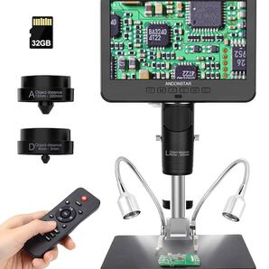 AD246S-M HDMI デジタル顕微鏡 2000倍大人用 3レンズ 2160P UHD ビデオ録画 7インチ LCDはんだ付け顕微鏡 コイン顕微鏡 生物顕微鏡キット