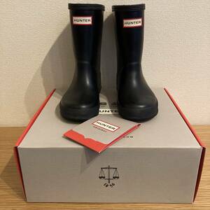 HUNTER BOOTS KIDS FIRST CLASSIC KFT5003RMA BLK UK8 USED ハンター キッズ レインブーツ 長靴 ブラック US 9B/10G EU 25