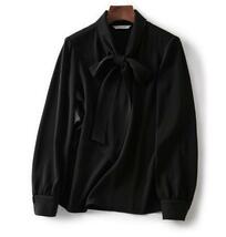 ブラウス　ボウタイ　リボン　長袖　フォーマル　シンプル　きれいめ　カジュアル　黒　ブラック　XLサイズ　シフォンブラウス　トップス_画像3
