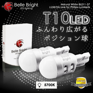 1年保証 T10 LEDバルブ 5700K ふんわり広がるポジション球 2個セット BL011-57 白 ナンバー灯 代引き可