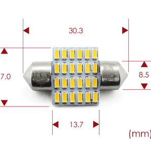 10個 T10×31mm LED 電球色 爆光 24連 無極性 3000K ルームランプ 暖白色 3014チップ ホワイト 12V用LEDバルブ EX082の画像3