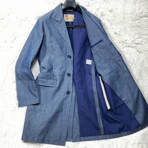 TRADITIONAL WEATHERWEAR★BARGOED★ゴム引き調デニム チェスターコート ショップ ロングジャケット 40 トラディショナルウェザーウェア