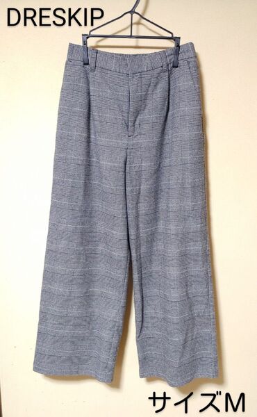 DRESKIP*ワイドパンツ・サイズM*グレー系・チェック*パンツ・レディース*秋服