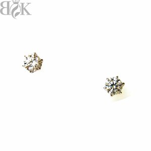 極美品 ギンザタナカ 田中貴金属ジュエリー Pt900 1粒ダイヤピアス シンプル プラチナ 0.221ct 0.219ct 総重量約1.0g 鑑定書付 洗浄済み 〓