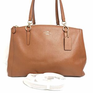 【ほぼ未使用】COACH コーチ 2WAYトートバッグ ハンドバッグ レザー 茶