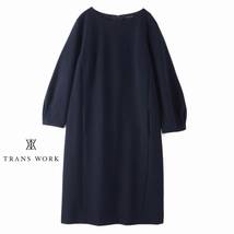 美品★素敵587★トランスワーク★38size/9号★ワンピース紺D028_画像1