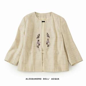 美品★アレッサンドロデラクア15万★40size/9-11号★シルク100％ジャケットE119