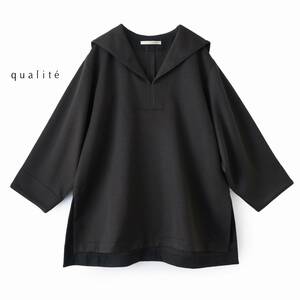 美品★qualiteカリテ★Fsize/ゆとり9号★ブラウスJ045