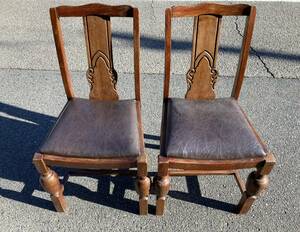 木製の椅子　２客　ビンテージ　アンティーク　家具　古道具　店舗什器