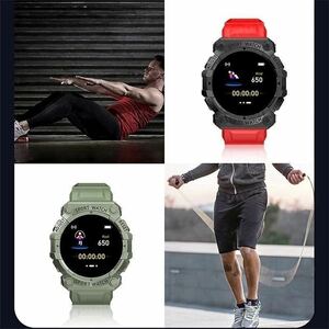 1円〜 新品 スマートウォッチ スポーツ ギア watch smart 黒 カーキ ピンク USB充電式 Bluetooth キャンプ アウトドア 腕時計 防水