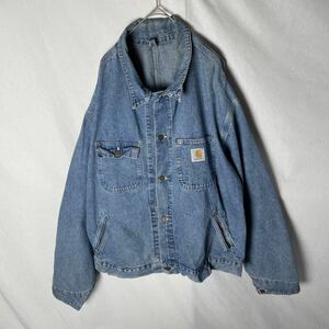 カーハート デニムカバーオール　デニムジャケット　古着　ジージャン ヴィンテージ WORK WEAR