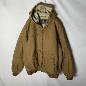 G.H.BASS ダックワークジャケット　フーディ　古着　XLサイズ　ブラウン　ヴィンテージ WORK WEAR ボアライナー