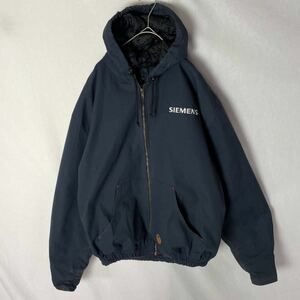 レッドキャップ　ダックワークジャケット　フーディ　古着　XL-RGサイズ　ネイビー　ヴィンテージ WORK WEAR 中綿入り