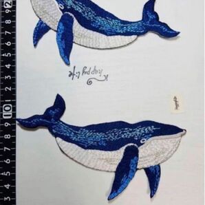 デカイサイズ虎クジラ　鯨刺繍アイロンワッペンまとめ