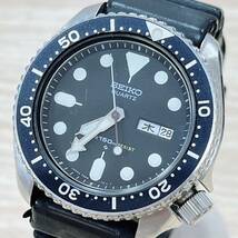 セイコー SEIKO ダイバー 7548-7000 腕時計 150M クォーツ 黒文字盤 ブラックカラー 不動品【16161_画像1