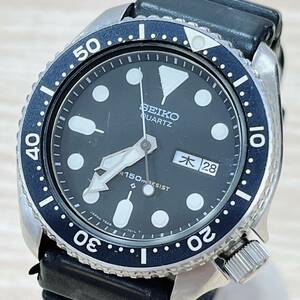 セイコー SEIKO ダイバー 7548-7000 腕時計 150M クォーツ 黒文字盤 ブラックカラー 不動品【16161