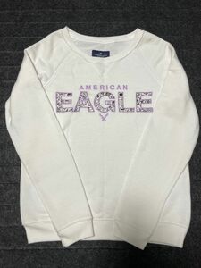 AMERICAN EAGLE アメリカンイーグル トレーナー スウェット トップス ブランドロゴ XS ホワイト 白 レディース