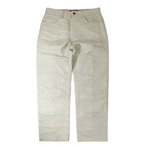 Patchwork Leather 5-Pocket Jean （White） 23ss