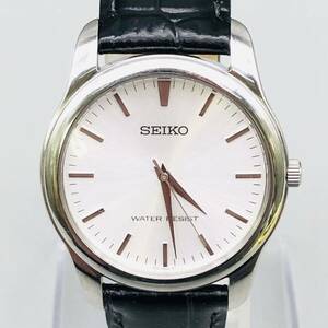【未使用】 SEIKO セイコー 腕時計 WATER RESIST 7N01-0DE0 シルバー 銀 文字盤 ベルト ブラック 黒 レザー メンズ quartz クォーツ 稼動品