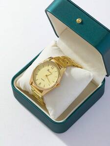 腕時計 レディース クォーツ 箱なしのファッショナブルな女性用ゴールド腕時計 1 個