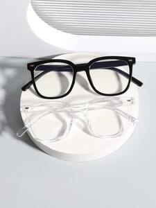 メンズ アクセサリー メガネorアクセサリー 2ペア メンズ 四角形 ブラック ブルーライトカット クリア レンズ メガネ