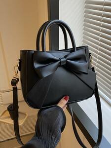 レディース バッグ ハンドバッグ 女性用 ボウデザイン 豪華な ハンドバッグ ダブルハンドル 人工レザー 小型 斜めがけバッグ