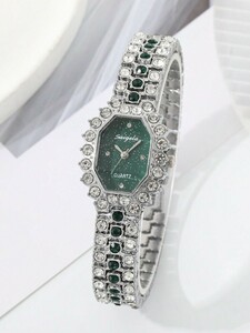 腕時計 レディース クォーツ 1個のファッショナブルなダイヤモンドセットダイヤモンド型レディースブレスレットウォッチ、クォーツ時計