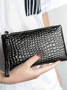  lady's bag clutch bag 1 piece black crocodile pattern simple . fashion clutch bag woman fashion black ko
