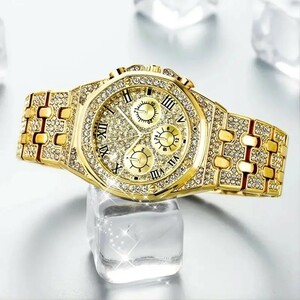 ☆新品 18KGP（鍍金）Gold Plated 腕時計　クリスタルチェコ　限定　アイスリンク メンズ高品質 高級感 光沢 大人気 豪華 レディース