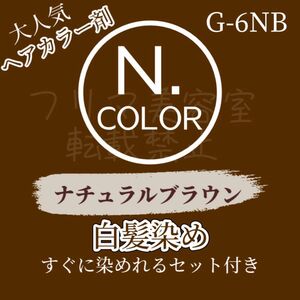 G-6NB エヌドット　白髪染め　セット　ロングヘア用（ショート2回分）　ヘアカラー剤　ナチュラルブラウン　トーン違いあり