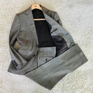 パーフェクトスーツファクトリー『紳士の品格』P.S.FA　スーツ　セットアップ　テーラードジャケット　S　グレー　チェック　ラペルトップ