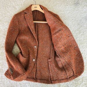 ルビアム1911『圧倒的存在感』L.B.M.1911 テーラードジャケット　ツイード　M　オレンジ　ウール　毛　サイドベンツ　ブレザー　メンズ