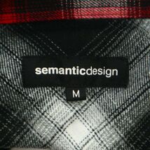 semantic design セマンティック デザイン 秋冬 クレイジー切替★ 長袖 チェック ネル シャツ Sz.M　メンズ　A3T12348_A#B_画像5