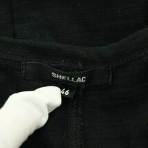 SHELLAC シェラック 通年 カットオフ★ アシンメトリー 切替 長袖 Vネック カットソー ロンTシャツ Sz.46　メンズ 黒 日本製　A3T12300_A#F_画像5