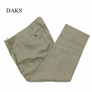 DAKS ダックス 秋冬 ウール★ チェック テーパード スラックス パンツ Sz.91　メンズ 大きいサイズ 日本製　A3B05021_A#Q