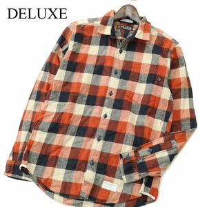 DELUXE デラックス 秋冬 長袖 ワーク★ チェック ネル シャツ Sz.M　メンズ 日本製　A3T06661_6#B