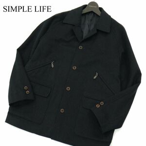 SIMPLE LIFE シンプルライフ レナウン 秋冬 カシミヤ混 ウール★ ストライプ ジャケット カバーオール Sz.L　メンズ　A3T12699_B#N