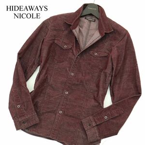 HIDEAWAYS NICOLE ハイダウェイ ニコル 秋冬 細畝 コーデュロイ★ 長袖 ウエスタン シャツ Sz.46　メンズ　A3T12695_B#B