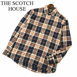 THE SCOTCH HOUSE スコッチハウス 通年 ロゴ刺繍★ 長袖 ボタンダウン チェック シャツ Sz.M　メンズ　A3T12731_B#C